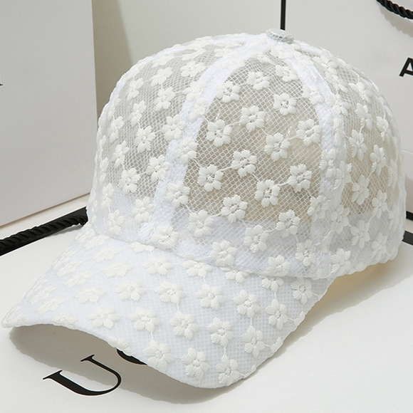 Accessories - White Floral Lace Cap